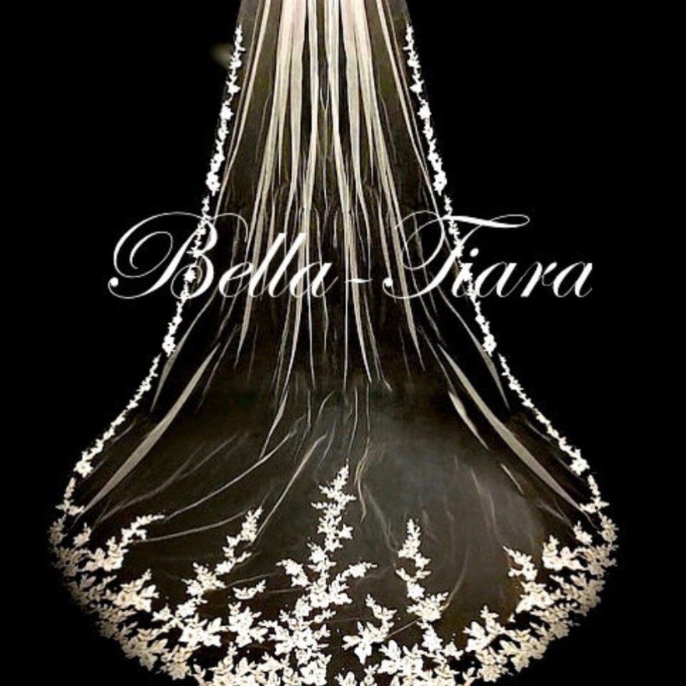 COPY - NEW Floral Lace Cathedral Wedding Veil